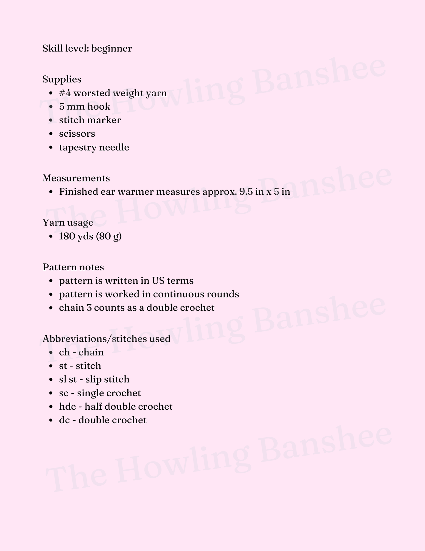 Double Lined Infinity Ear Warmer Pattern