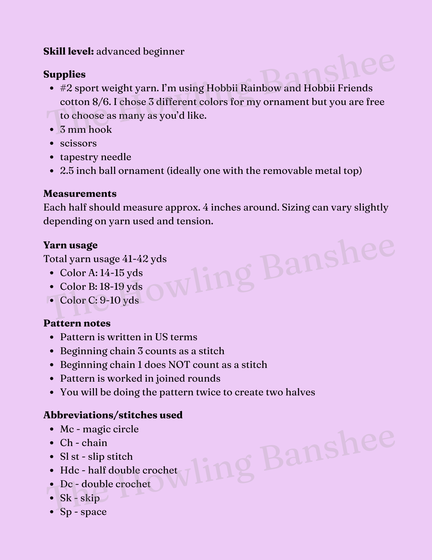 Granny Christmas Ornament Pattern