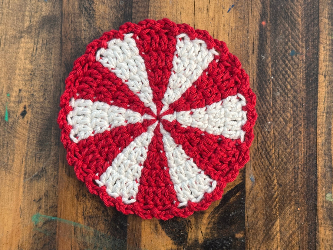 Crochet Peppermint Coasters