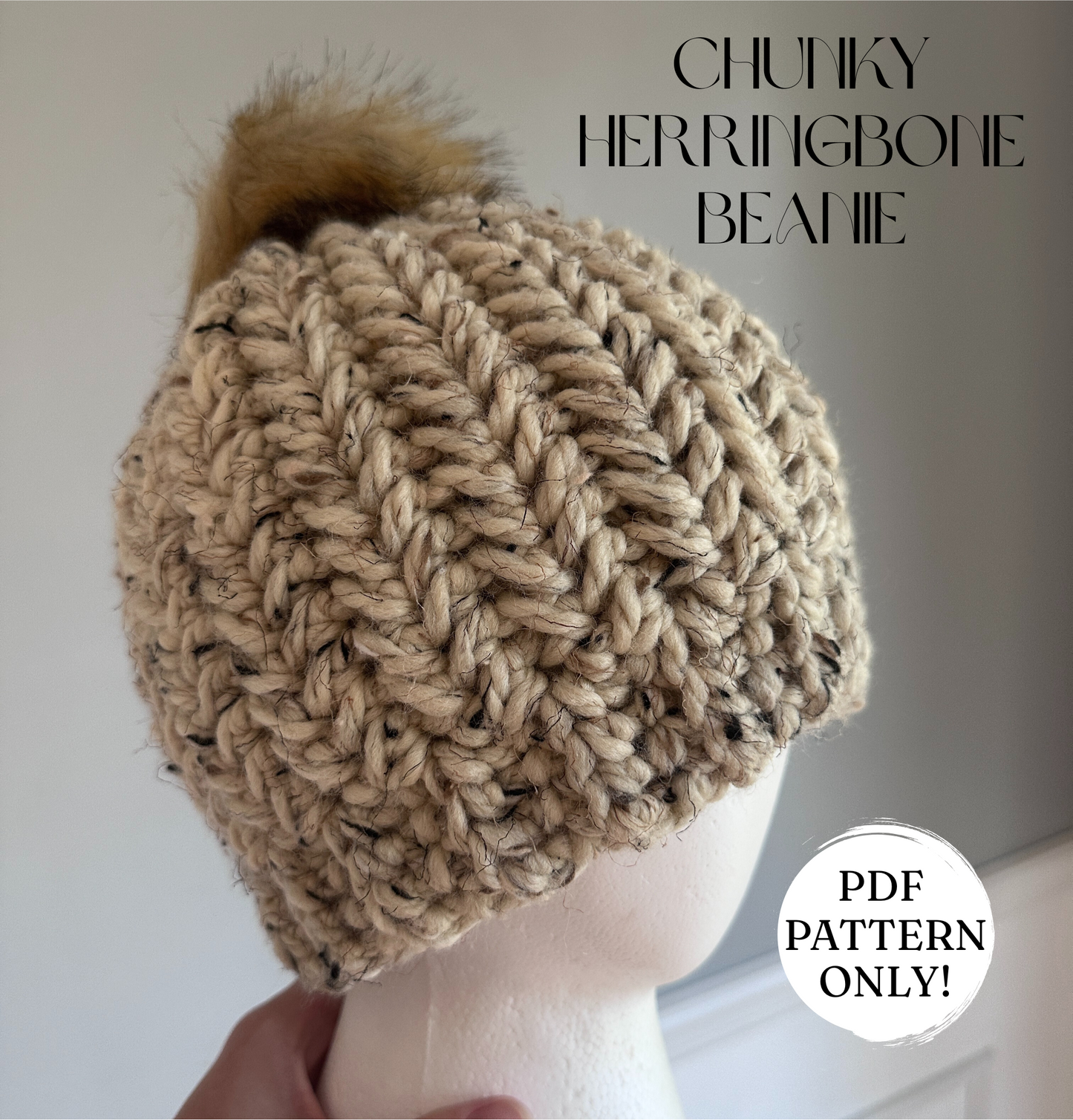 Chunky Herringbone Beanie Pattern