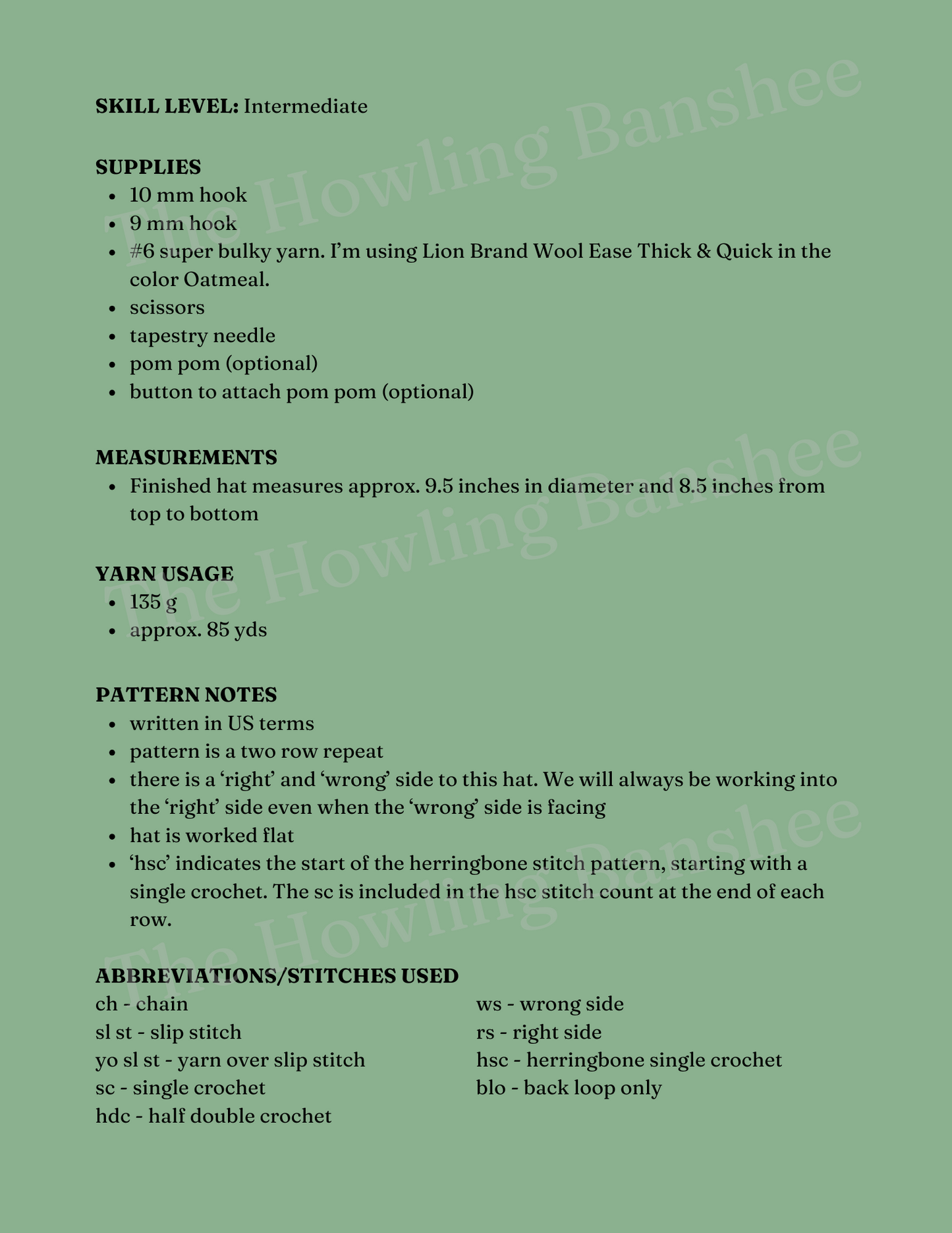 Chunky Herringbone Beanie Pattern