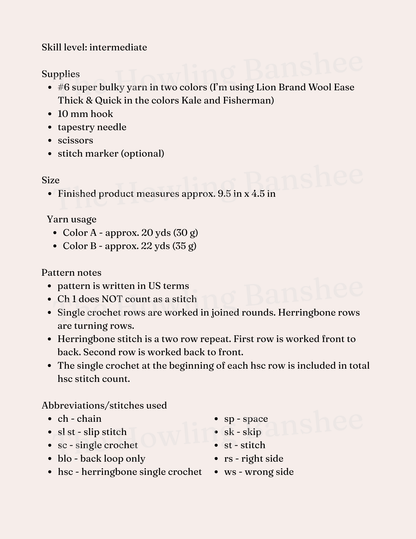 Chunky Herringbone Ear Warmer Pattern