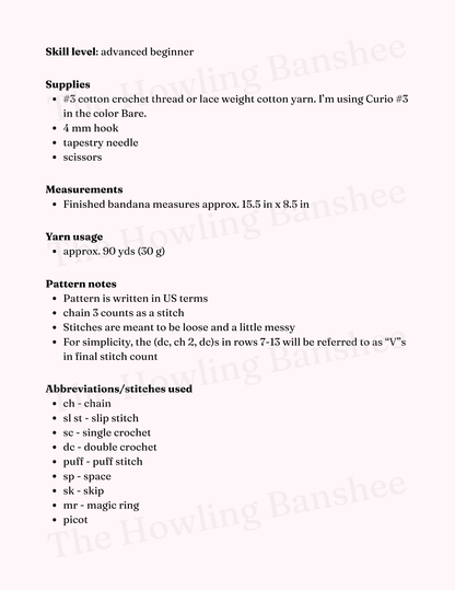 Puff Stitch Bandana Pattern