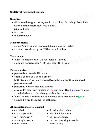 Checkered Koozie Pattern